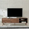 Meuble TV décor bois de noyer. 2 portes. 1 étagère. 160cm