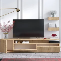 Meuble TV décor chêne L180 cm - ALIKA