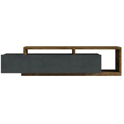 Meuble TV design 220cm collection BERGAME. Coloris gris et chene foncé.