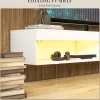 Meuble TV design LED suspendu mural - 75 pouces max. - 2 niches - dim. 180L x 40l x 30H cm - aspect bois blanc