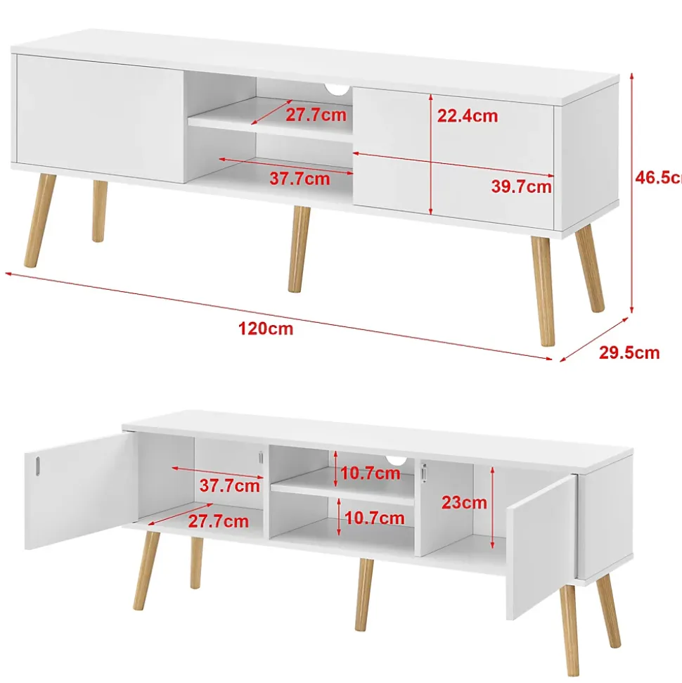 Meuble tv design support tele banc pvc beige Helloshop26