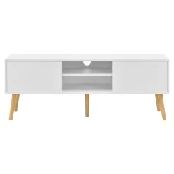 Meuble tv design support tele banc pvc beige Helloshop26