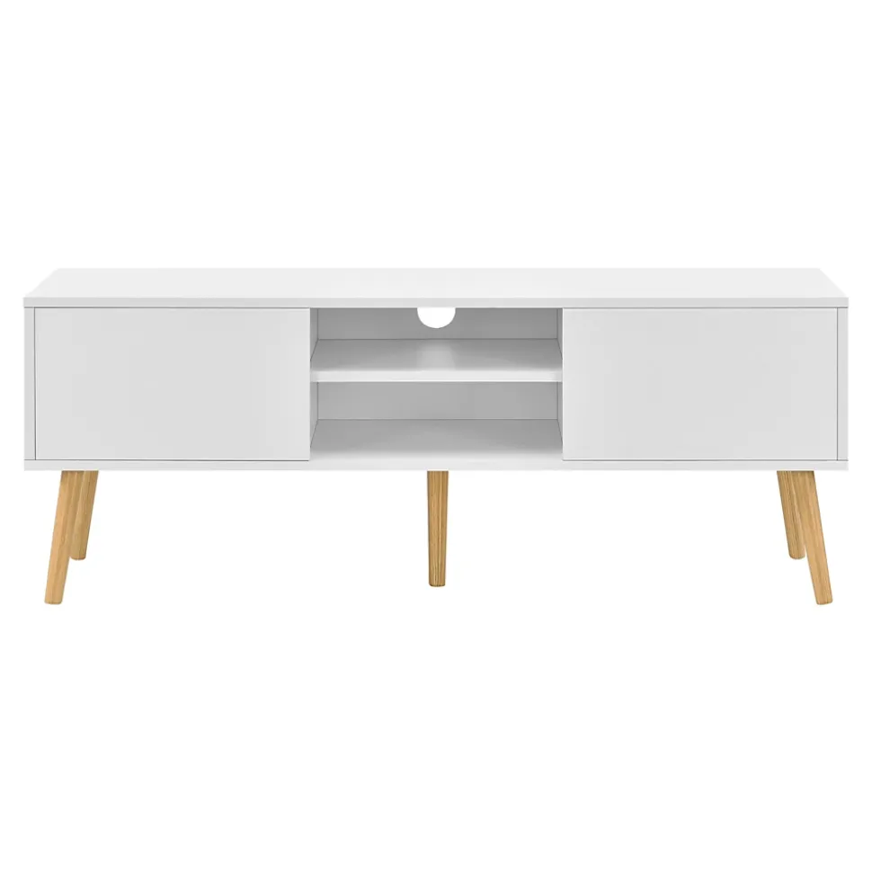 Meuble tv design support tele banc pvc beige Helloshop26