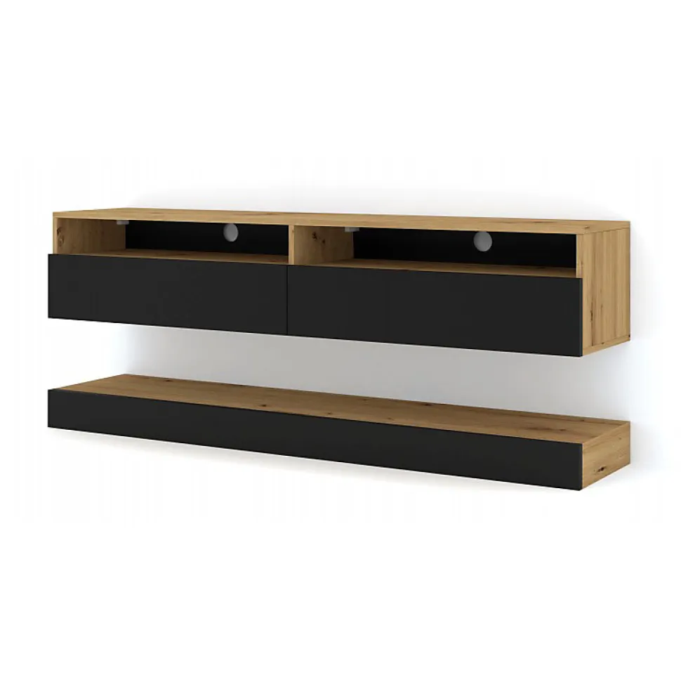 Meuble TV Duo 160 Cm Suspendu Artisan/ Noir Sideboeard