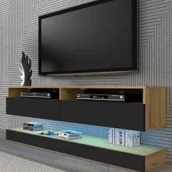 Meuble TV Duo 160 Cm Suspendu Artisan/ Noir Sideboeard
