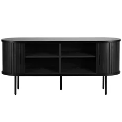 Meuble TV en mélaminé et acier 120 cm noir Oviala