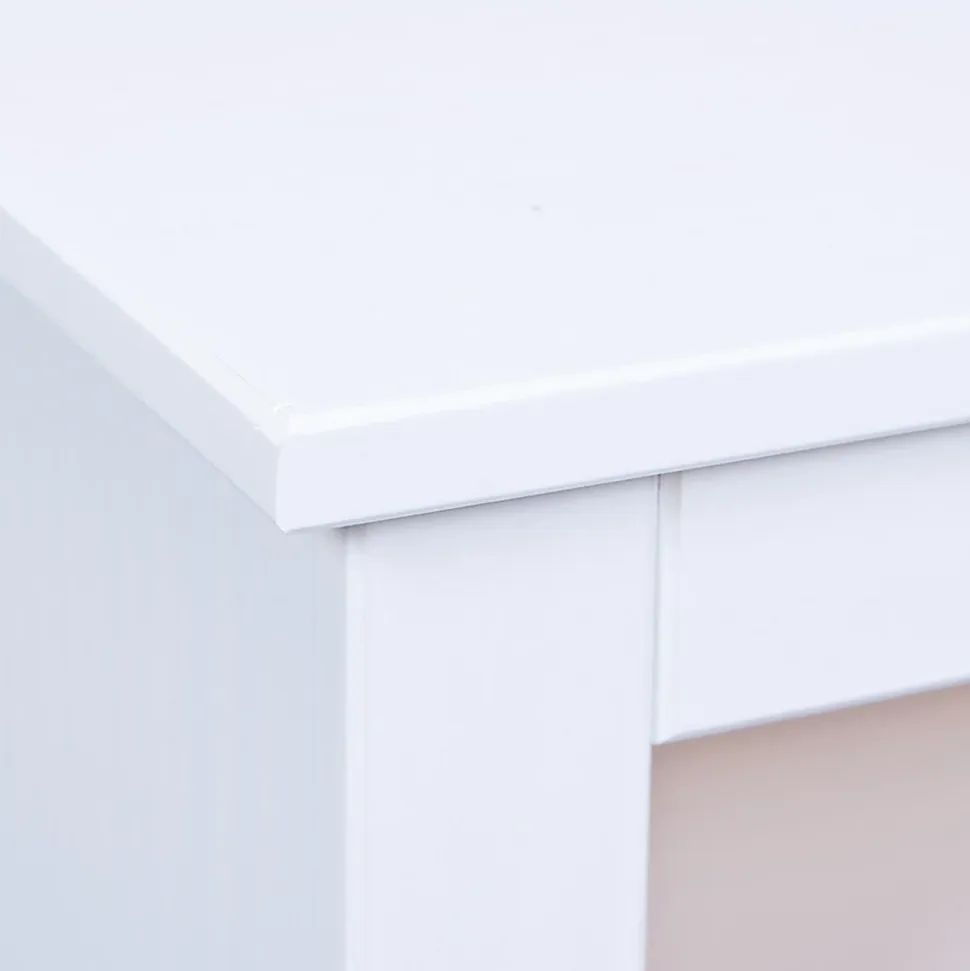 Meuble TV en Pin Massif "Abigael" 118cm Blanc