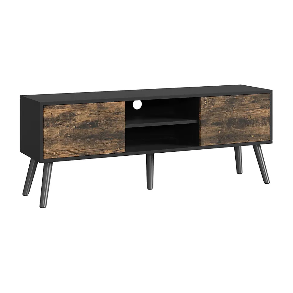 Meuble TV Eskilstuna 120 x 30 x 47 cm Noir Bois Foncé en.casa