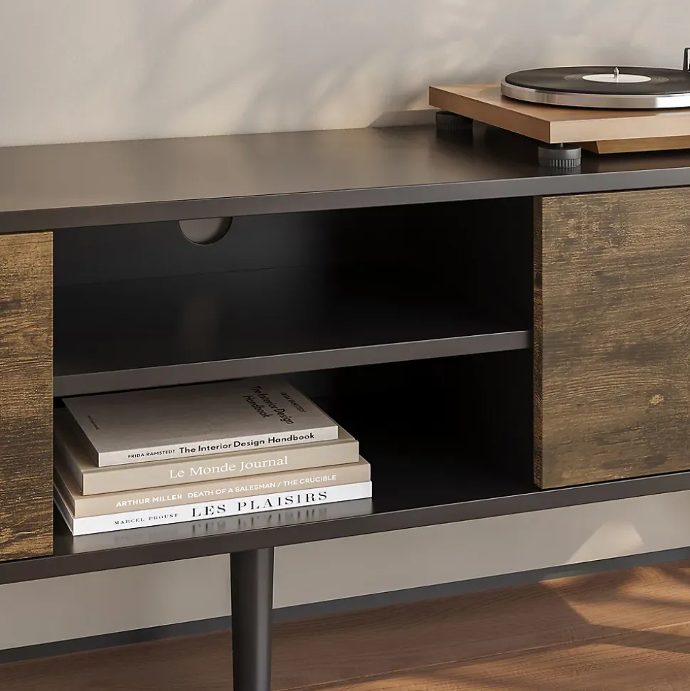 Meuble TV Eskilstuna 120 x 30 x 47 cm Noir Bois Foncé en.casa