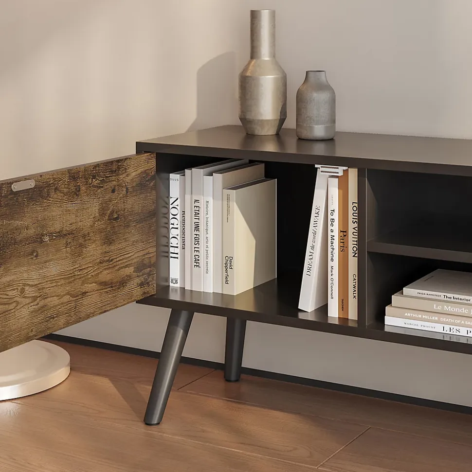 Meuble TV Eskilstuna 120 x 30 x 47 cm Noir Bois Foncé en.casa