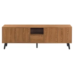 Meuble TV Hedemora 140 x 30 x 46 cm Effet Bois Foncé en.casa