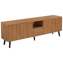 Meuble TV Hedemora 140 x 30 x 46 cm Effet Bois Foncé en.casa