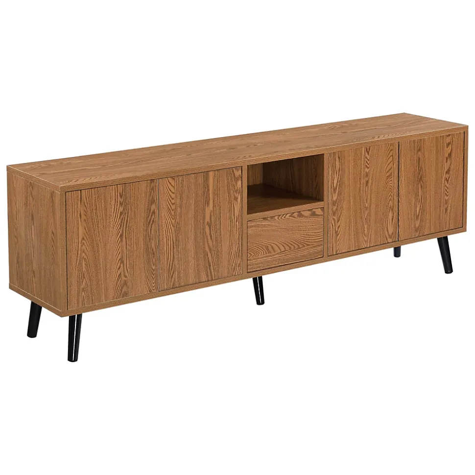 Meuble TV Hedemora 140 x 30 x 46 cm Effet Bois Foncé en.casa