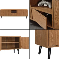 Meuble TV Hedemora 140 x 30 x 46 cm Effet Bois Foncé en.casa