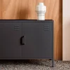 Meuble TV industriel métal noir 3 portes 120cm - Alabama