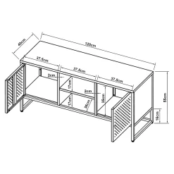 Meuble TV Janakkala acier 120 x 40 x 55 cm noir en.casa