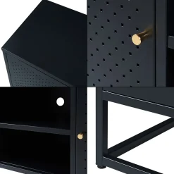 Meuble TV Janakkala acier 120 x 40 x 55 cm noir en.casa