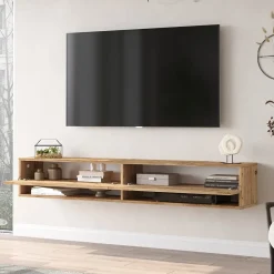 Meuble TV Laitila à 2 portes 29,5 x 180 x 31,5 cm effet bois de pin en.casa