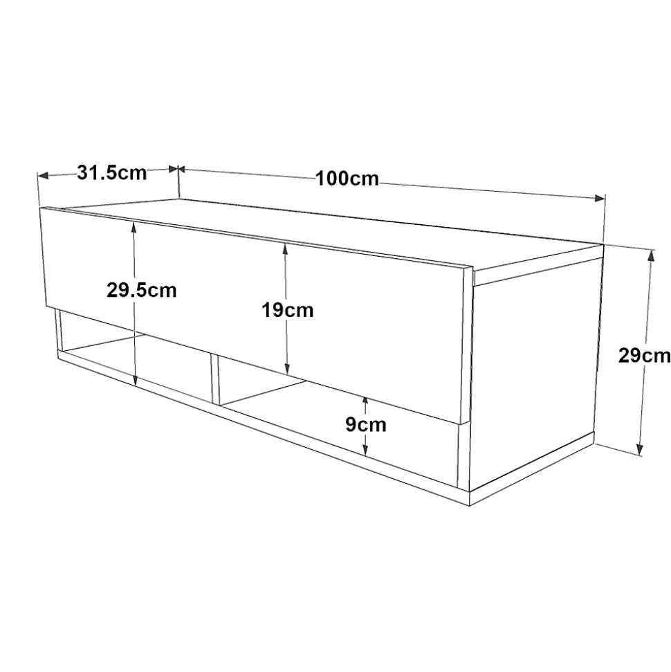 Meuble TV Laitila à porte 29,5 x 100 x 31,5 cm effet bois de pin / blanc en.casa