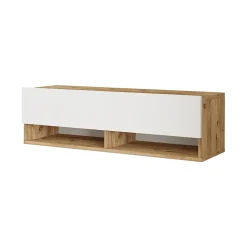 Meuble TV Laitila à porte 29,5 x 100 x 31,5 cm effet bois de pin / blanc en.casa