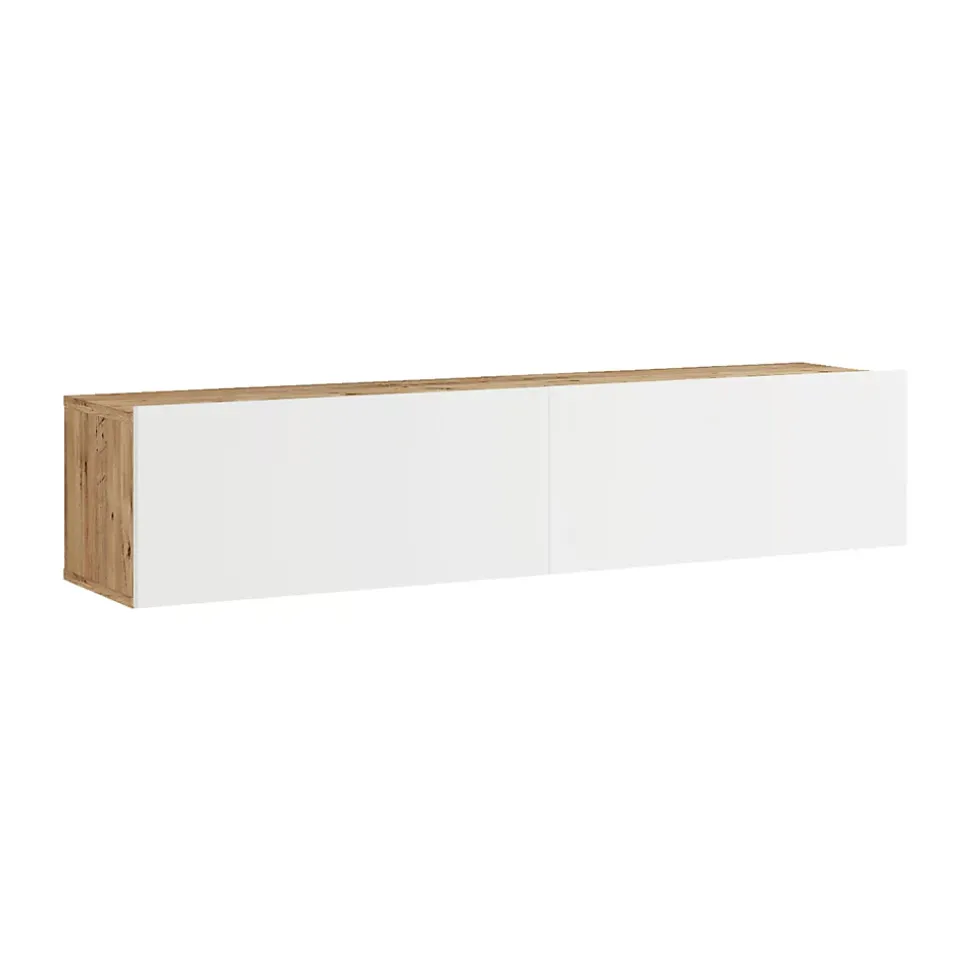 Meuble TV Lapinlahti à 2 portes 29,5 x 140 x 31,5 cm effet bois de pin / blanc en.casa