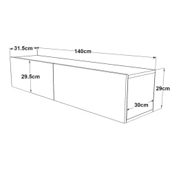 Meuble TV Lapinlahti à 2 portes 29,5 x 140 x 31,5 cm effet bois de pin / blanc en.casa