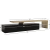 Meuble TV LED 2 pièces, banc TV 200x39x42 cm, éclairage LED RGB réglable, charge 60 kg, pour salon ou chambre, noir