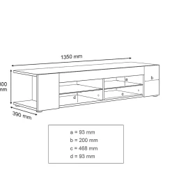 Meuble TV LED SIRHONA Moderne Demi-ouvert Placer Space+Verre Stratifiée+Noir+150cm