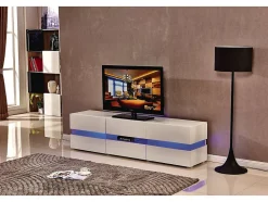 Meuble TV LED "Vida' 177 x 39 x 45 cm Blanc laqué