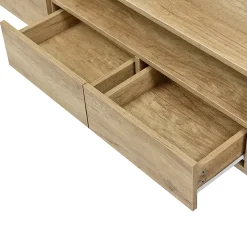 Meuble TV Élégant 200 Cm, Éclairage LED, Meuble De Salon, Design Moderne, Blanc + Bois