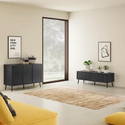 Meuble TV Lluvia 3 portes couleur noir