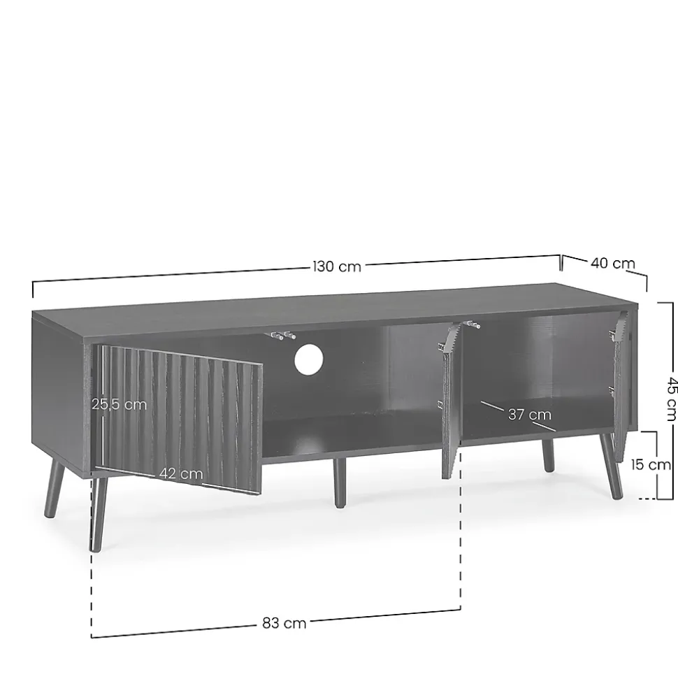 Meuble TV Lluvia 3 portes couleur noir