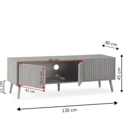 Meuble TV Lluvia 3 portes chêne, longueur 130 cm