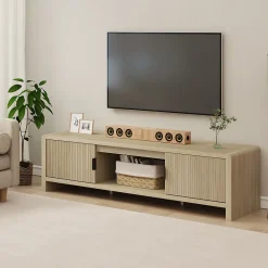 Meuble TV Lukkodso 150 x 40 x 40 cm effet chêne en.casa