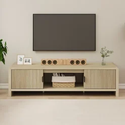 Meuble TV Lukkodso 150 x 40 x 40 cm effet chêne en.casa