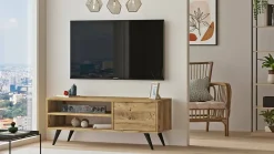 Meuble TV Max, Buffet de salon, Armoire basse pour TV, Base murale de rangement, 110x40h44 cm, Chêne