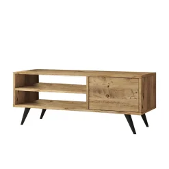 Meuble TV Max, Buffet de salon, Armoire basse pour TV, Base murale de rangement, 110x40h44 cm, Chêne