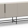 Meuble TV, Meuble de salon aspect bois coloris crème, pieds en métal noir - Longueur 200 x Profondeur 40 x Hauteur 77,90 cm