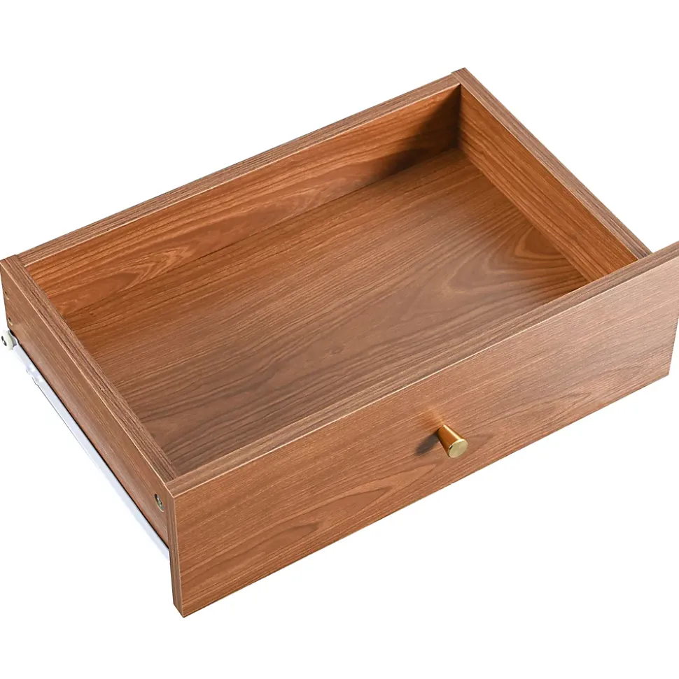 Meuble TV Moderne avec 2 Portes Coulissantes Effet Rotin et 2 Tiroirs, avec Pieds Métal et 4 Compartiments, Marron, 160x40x60 cm