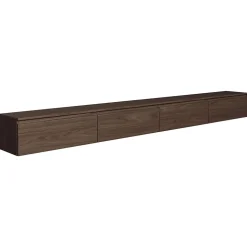 Meuble TV mural aspect bois noyer avec 4 abattants 300 cm BEMMI