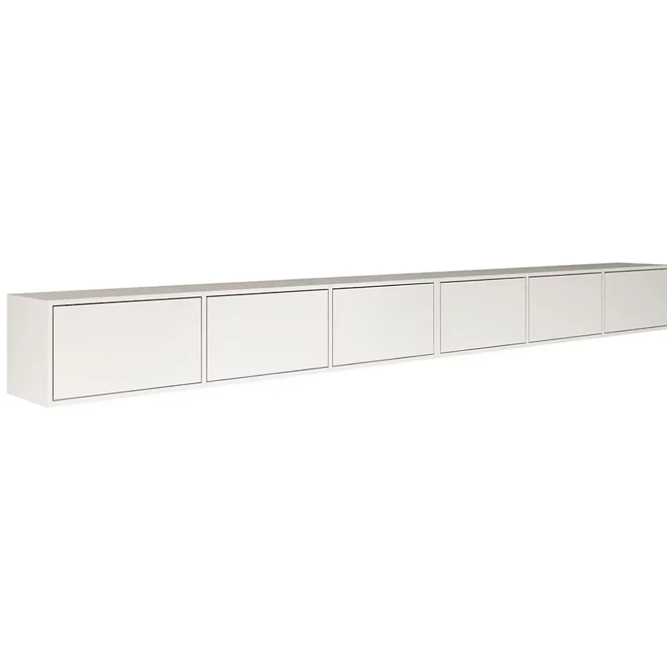 Meuble TV mural blanc avec 6 abattants 300 cm FRAMME