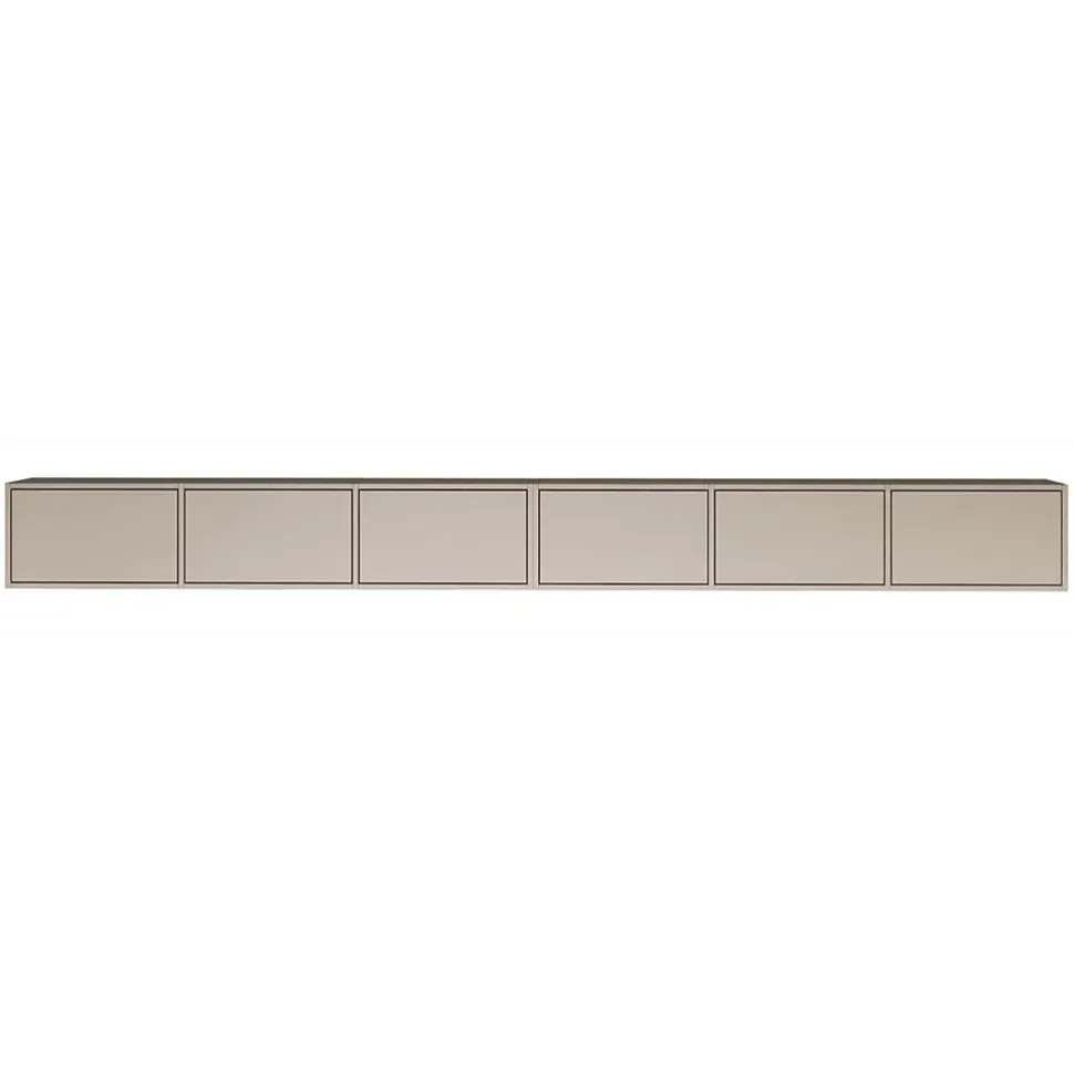 Meuble TV mural gris cachemire avec 6 abattants 300 cm FRAMME