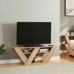 Meuble TV Nome avec 2 étagères 110 x 30 x 40 cm effet chêne en.casa