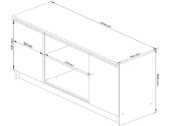 Meuble TV pour salon AKORD Chêne Sonoma 120 cm 2 portes façade Chêne Sonoma 2 étagères 120x40x55 cm
