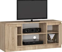 Meuble TV pour salon AKORD Chêne Sonoma 120 cm 2 portes façade Chêne Sonoma 2 étagères 120x40x55 cm