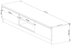 Meuble TV pour salon AKORD Chêne Sonoma 160 cm 2 portes façade Blanche 2 étagères 160x40x33 cm