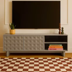 Meuble TV rectangulaire 2 portes L160 cm beige Oviala