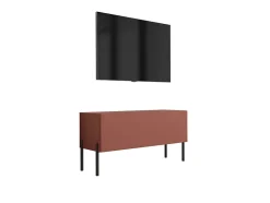 Meuble TV, Rouge Brique, 100 x 52 x 32 cm, jambes noires