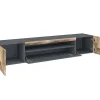 Meuble TV Salvatore, Buffet bas de salon avec 3 portes, Base pour meuble TV, 200x40h37 cm, Ardoise et Erable, avec lumière LED