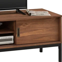 Meuble TV SELMA L 145 cm en bois massif - Brun foncé